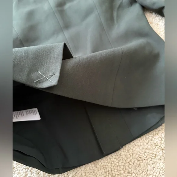 New PAIGE Rhea Sweetheart Top bustier long sleeves blouse jacket olive 4 small - Picture 6 of 8